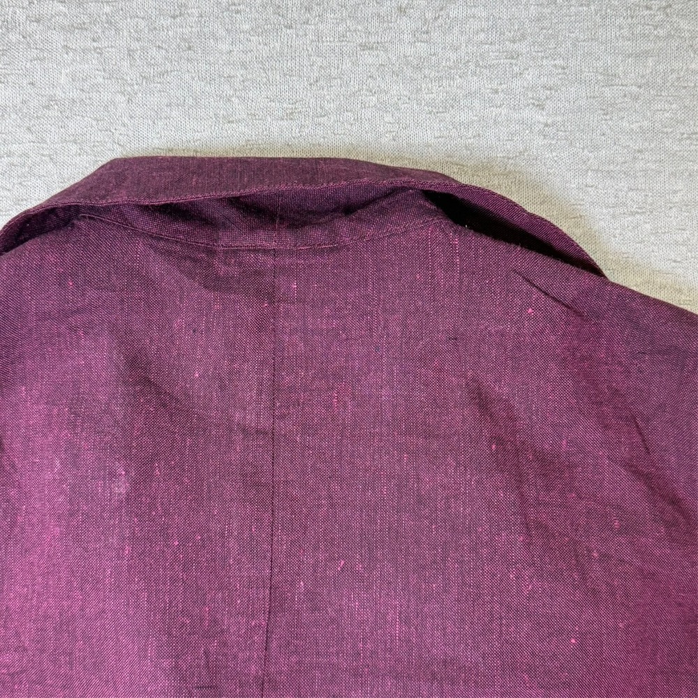 Hilliard Hanson Women's Linen Blazer Size 8 Burgundy Jacket New 80s Style - Picture 6 of 9